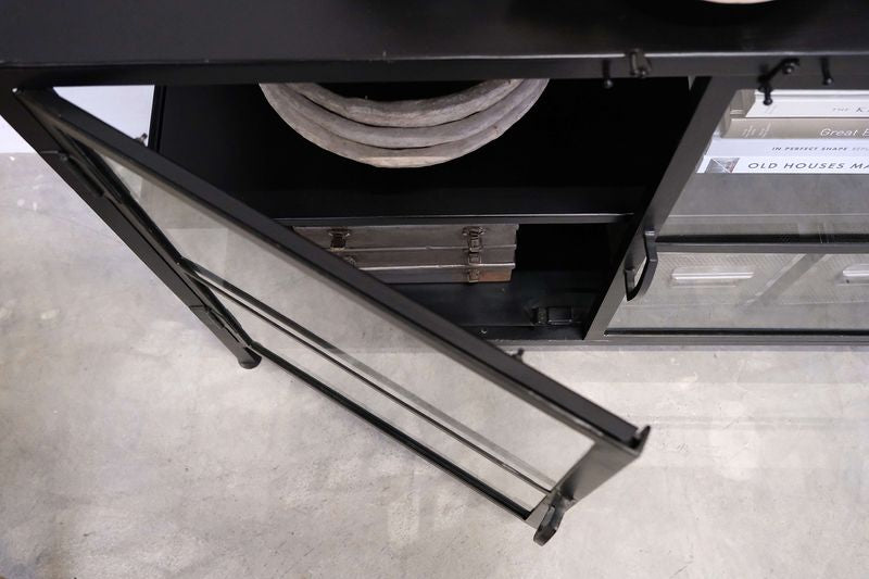 Sideboard-Vitrine JILL Metall schwarz B 110 cm