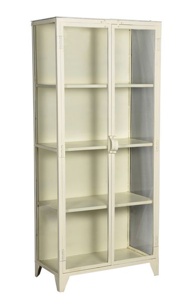 TEA, Weiße Metall Vitrine H 180 cm Industriedesign
