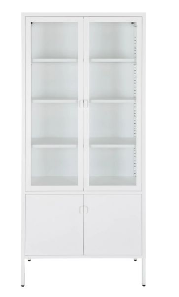STENA, Vitrine weiß Metall 4 Türen im Industriedesign