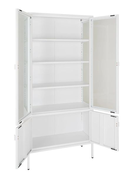 STENA, Vitrine weiß Metall 4 Türen im Industriedesign