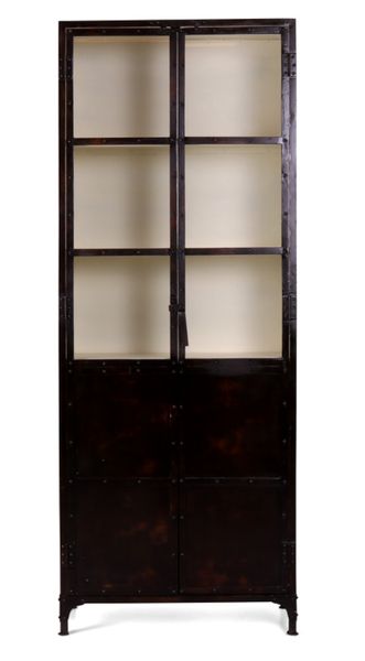 Metall Vitrine ZORA H 210 cm vintage braun-weiß industrial