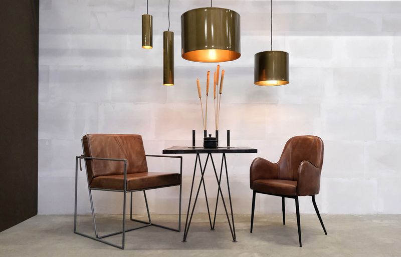 MORO, Ledersessel braun, Sesselstuhl Leder-Metall Industriedesign
