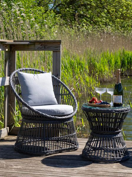 NANA, Garten Lounge-Set 3er Set Polyrattan grau