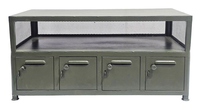 Niedriges Metall Sideboard, Lowboard grün LOU industrial - Matz Möbel