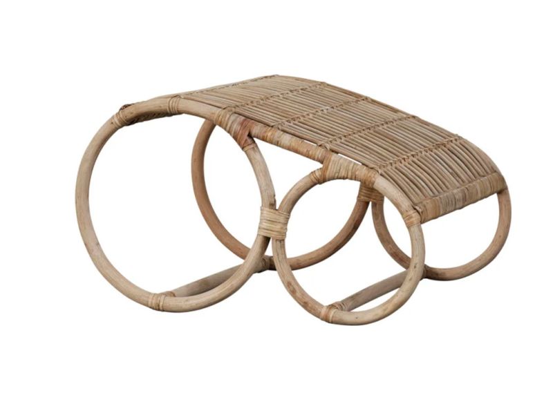 NORA, Rattan Sessel mit Fußhocker natur, Gartensessel mit Hocker