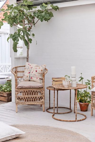 NORA, Runder Gartenstuhl, Esszimmerstuhl Rattan