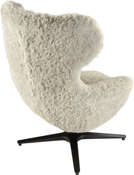 DALIA, Egg Chair grauer Plüsch-Stoff, Drehsessel, Ohrensessel