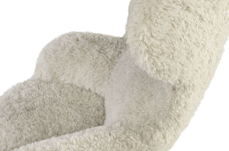 DALIA, Egg Chair grauer Plüsch-Stoff, Drehsessel, Ohrensessel