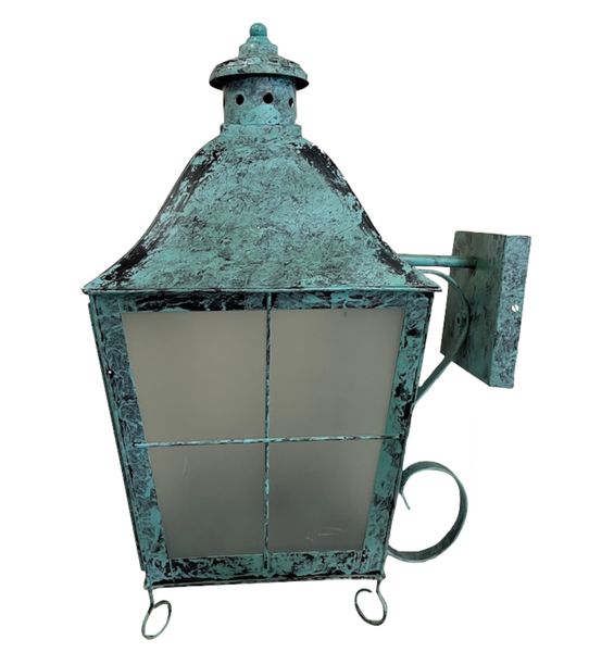 LEO, Outdoor-Wandlampe grün antik Eisen Landhausstil