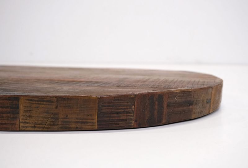 AMEI, ovale Tischplatte dunkles Altholz 130*70*5 cm, Recyclingholz