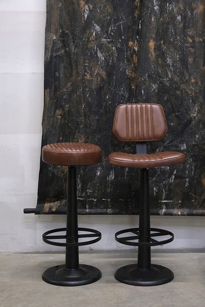 Matz-Möbel Barhocker PEDI Leder-Metall SH 70 cm, Barmöbel Industriedesign