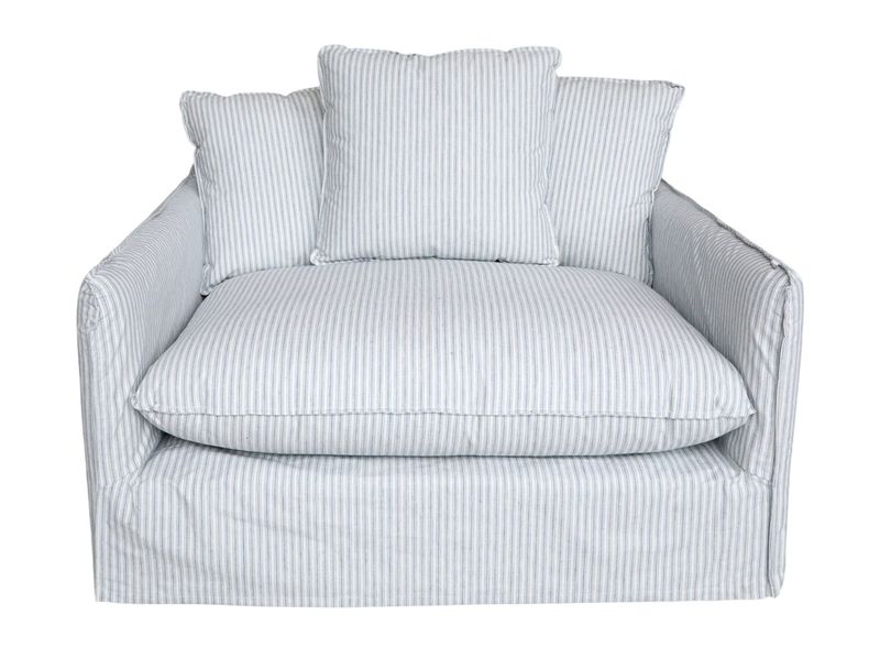 Landhaus Sessel, Loveseat NELE blau-creme gestreift