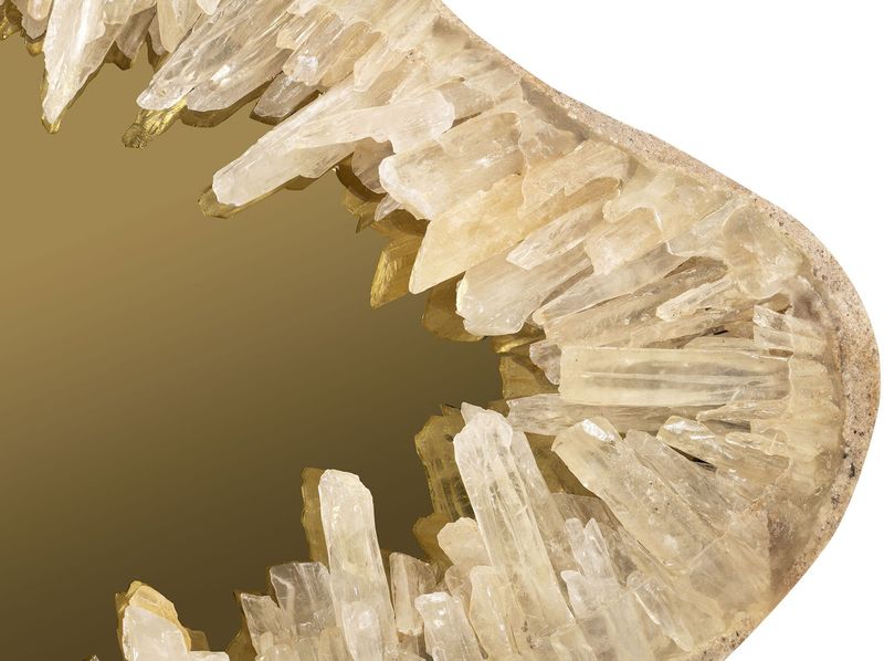 Natürlicher Quarzspiegel B 50 - Goldspiegel im Quarzrahmen