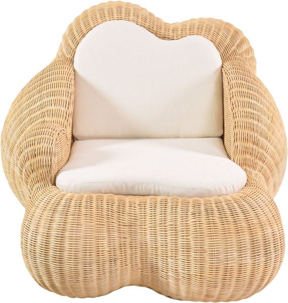 Sessel aus Rattan mit weißen Kissen "Sessel Art-Kunst Wolke"