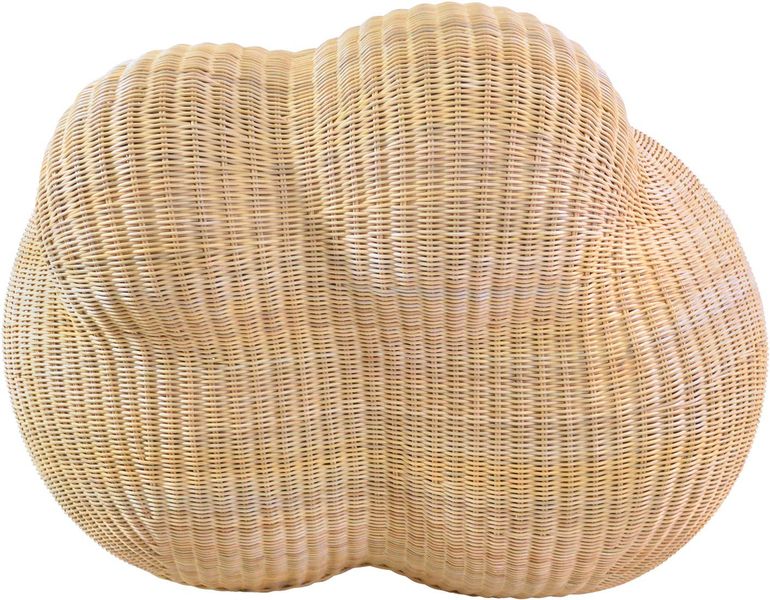 Sessel aus Rattan mit weißen Kissen "Sessel Art-Kunst Wolke"