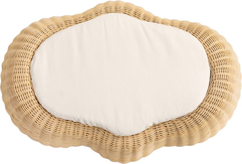 Hocker aus Rattan mit weißen Kissen "Art-Kunst Wolke"