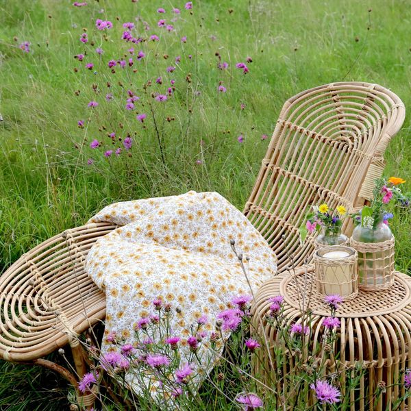 HELLA, Garten Liegestuhl mit Beistelltisch Rattan