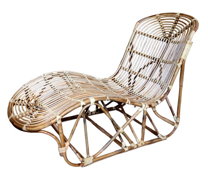 HELLA, Garten Liegestuhl mit Beistelltisch Rattan