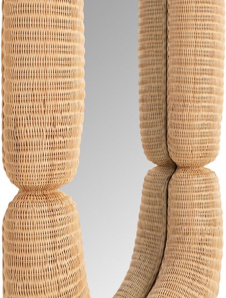 Natürlicher Rattan Spiegel H 220 cm, Designer Spiegel