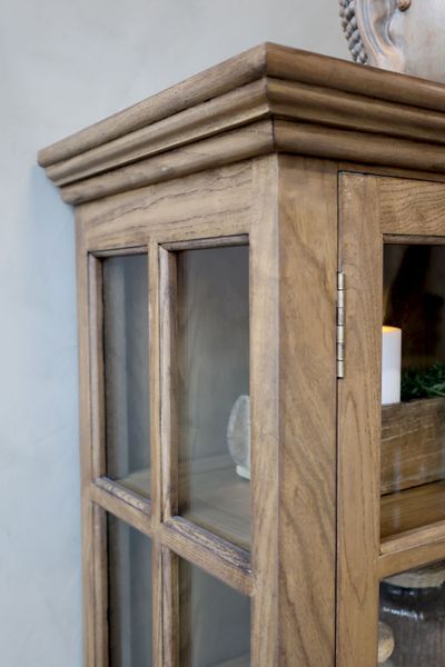 RIKO, Vitrine mit 4 Türen antik natur Holz im Landhausstil