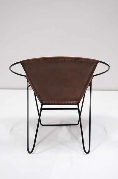 CARO, runder Lounge-Sessel braun Leder