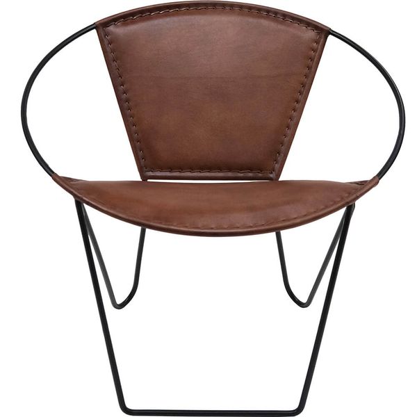 CARO, runder Lounge-Sessel braun Leder