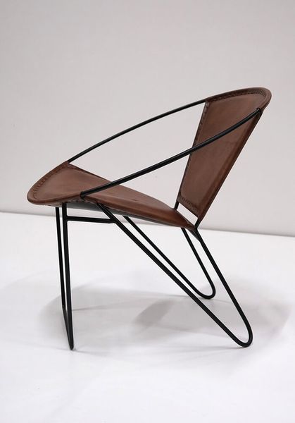 CARO, runder Lounge-Sessel braun Leder