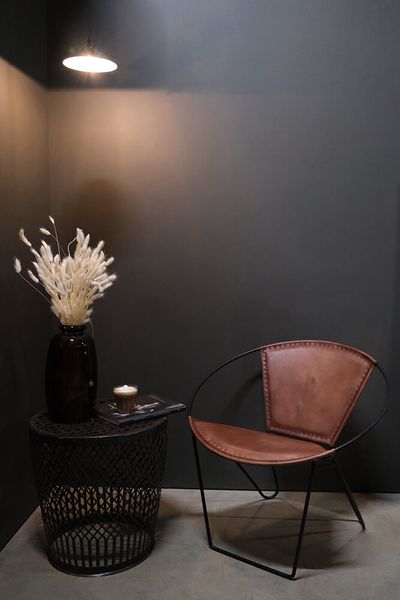 CARO, runder Lounge-Sessel braun Leder