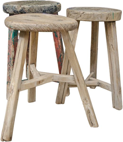 EVA; Runder Altholz Hocker, kleiner Tisch aus altem Holz