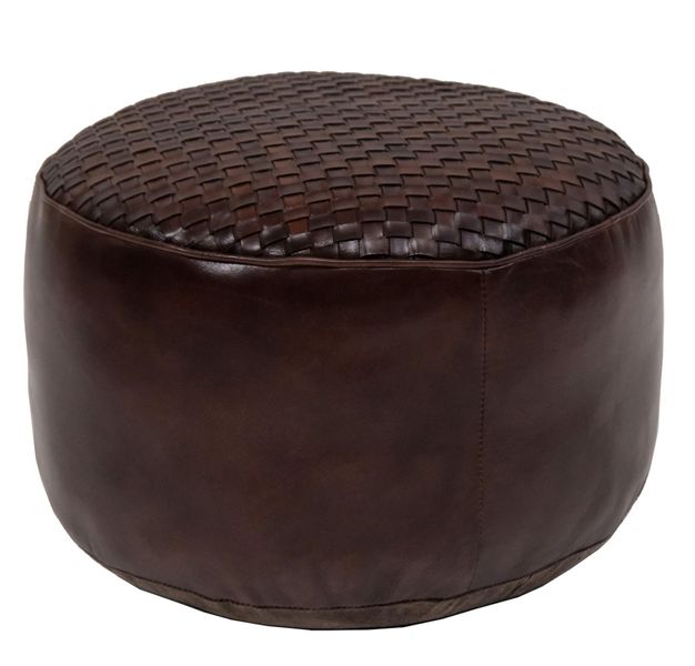 Rundes Bodenkissen, Lederpouf H 38*D 48 cm Büffelleder