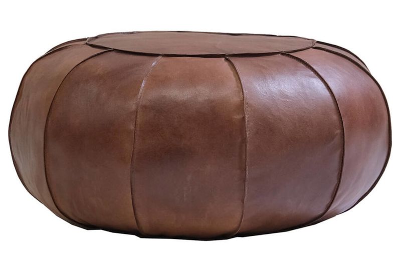 Leder Pouf natur braun, Leder Bodenkissen