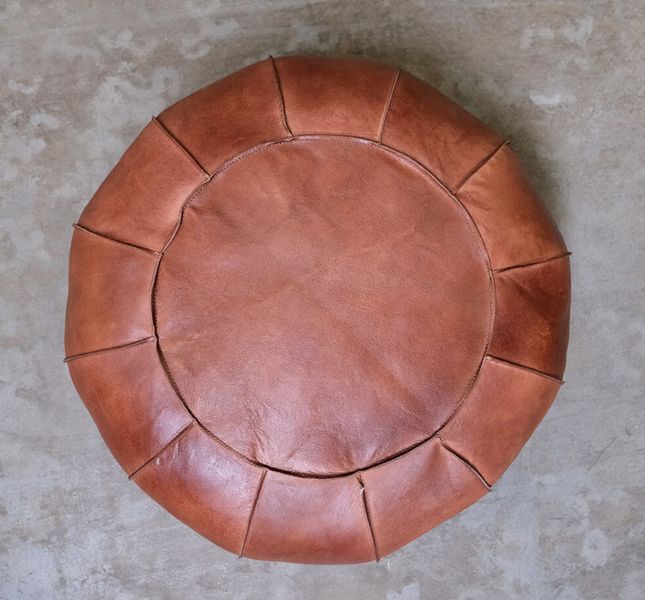 Leder Pouf natur braun, Leder Bodenkissen