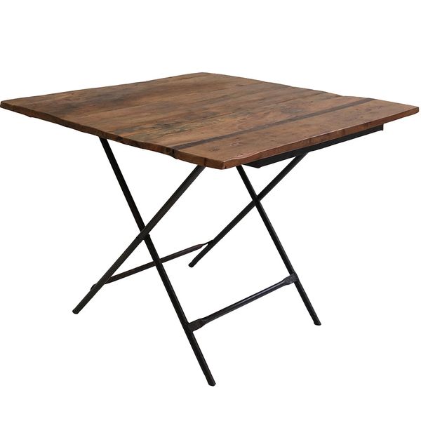 RONI, Bistrotisch altes Holz & Metall Industriedesign, Recycling Esstisch