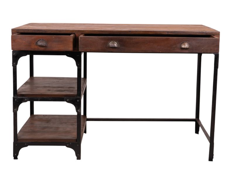 TILL, Schreibtisch B 120 cm Holz Metall Industriedesign