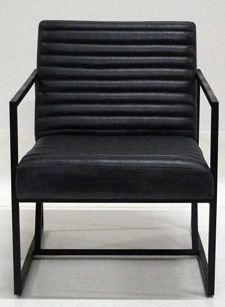TED, Ledersessel schwarz Metallgestell, stylischer Lounge-Sessel