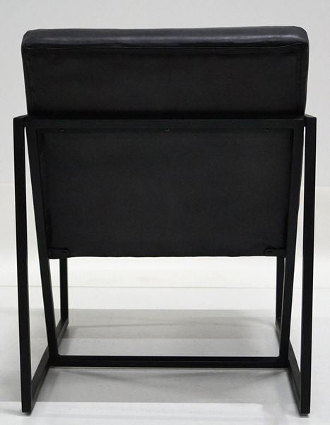 TED, Ledersessel schwarz Metallgestell, stylischer Lounge-Sessel