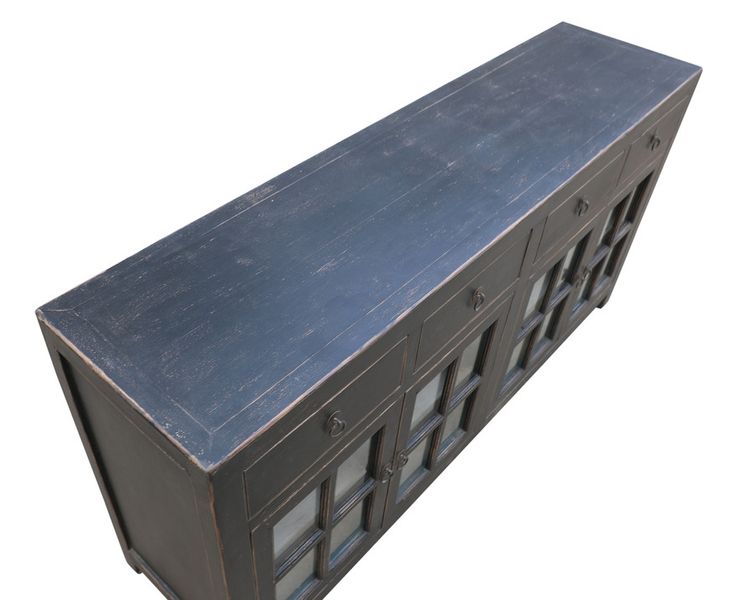 Sideboard-Vitrine SELLI Altholz B 180 cm schwarz vintage