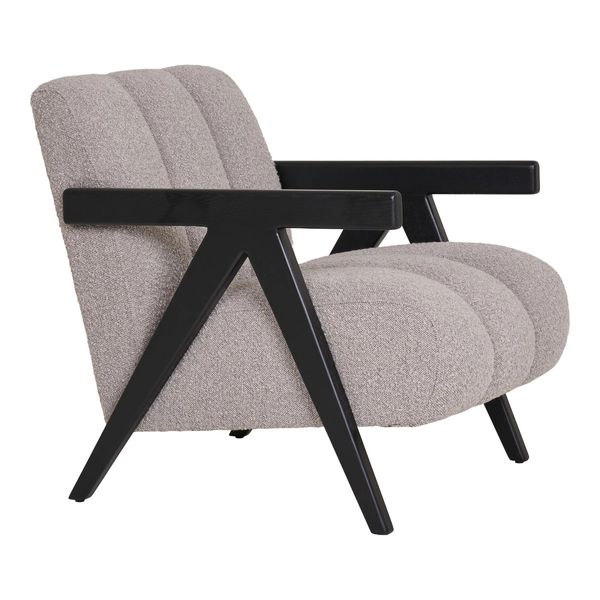 FLORA 2, Sessel Stoff beige-sand, schwarze Holz Armlehne