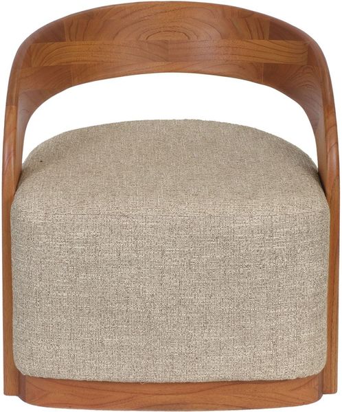 Sessel INES beige Stoff & natur Holz, Designer Loungesessel
