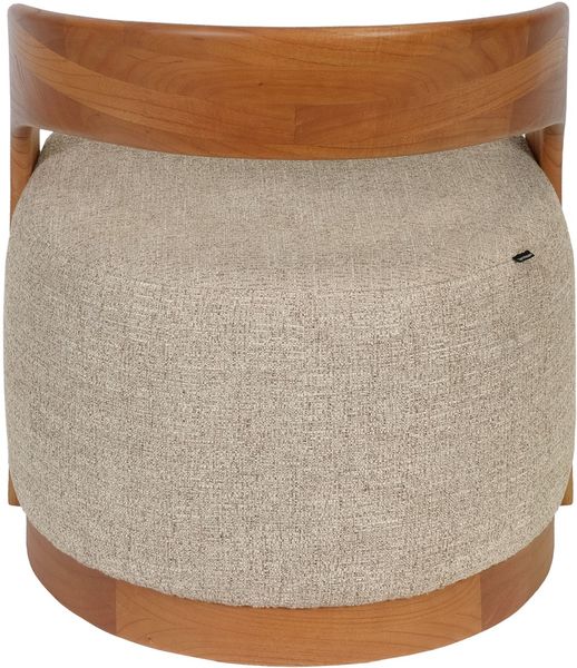 Sessel INES beige Stoff & natur Holz, Designer Loungesessel