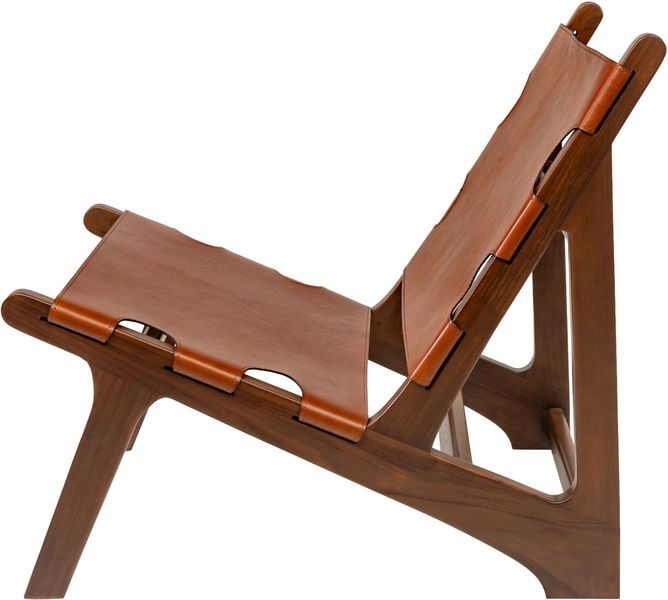 Leder Sessel MAX Naturleder im dunkelbraunem Holzgestell
