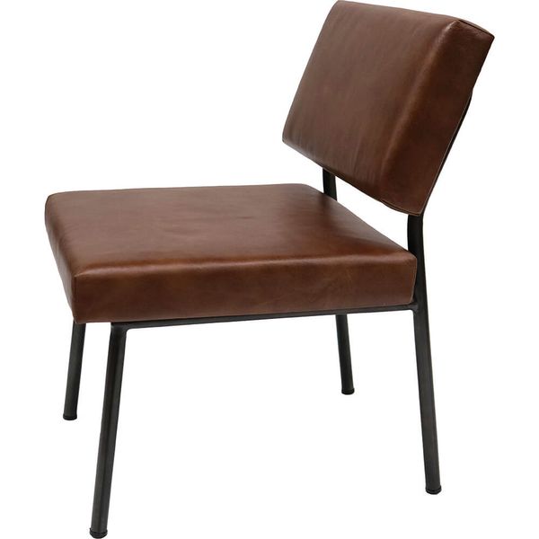LEILA, Leder Sesselstuhl braun, Sessel Leder-Metall industriell
