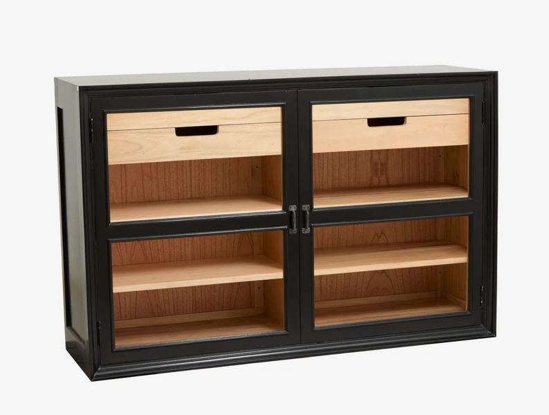 Matz Möbel Sideboard-Vitrine DEAN Anrichte schwarz-natur Landhausstil