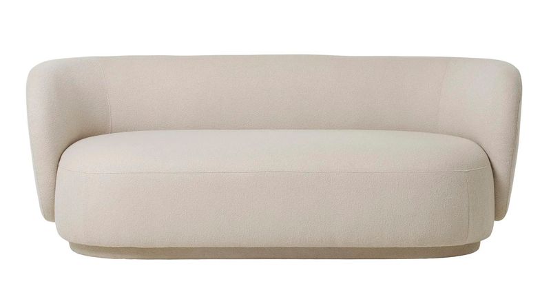 KONO, Plüschiges Stoffsofa B 180 cm beige-sand halbrund