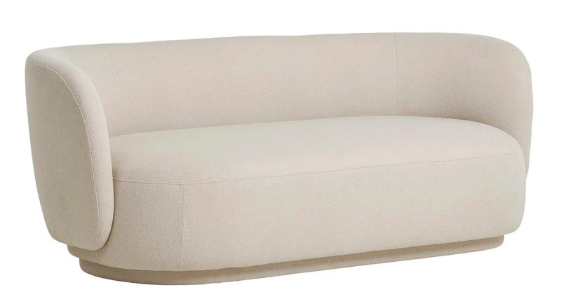 KONO, Plüschiges Stoffsofa B 180 cm beige-sand halbrund