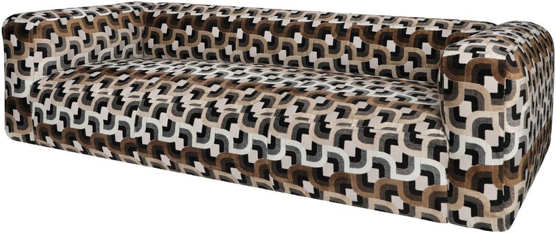 KAIN, Stoff Sofa 3 Sitzer braun-beige gemustert, Designer Sofa
