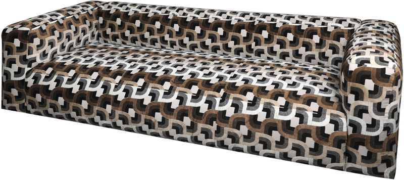 KAIN, Stoff Sofa 3 Sitzer braun-beige gemustert, Designer Sofa