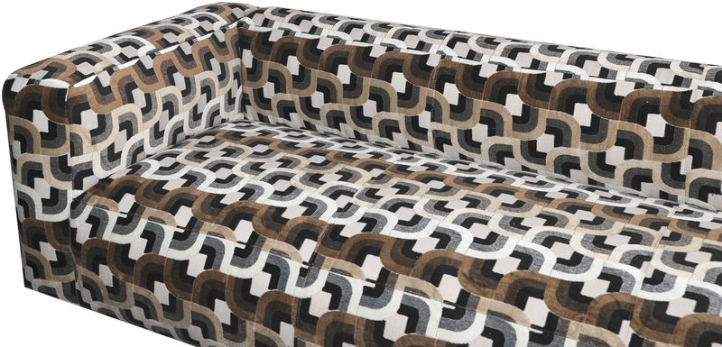 KAIN, Stoff Sofa 3 Sitzer braun-beige gemustert, Designer Sofa