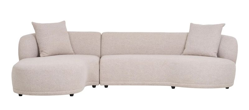 Stoff Sofa KING natur-weiß mit Longchair links