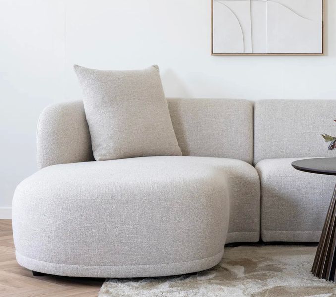 Stoff Sofa KING natur-weiß mit Longchair links